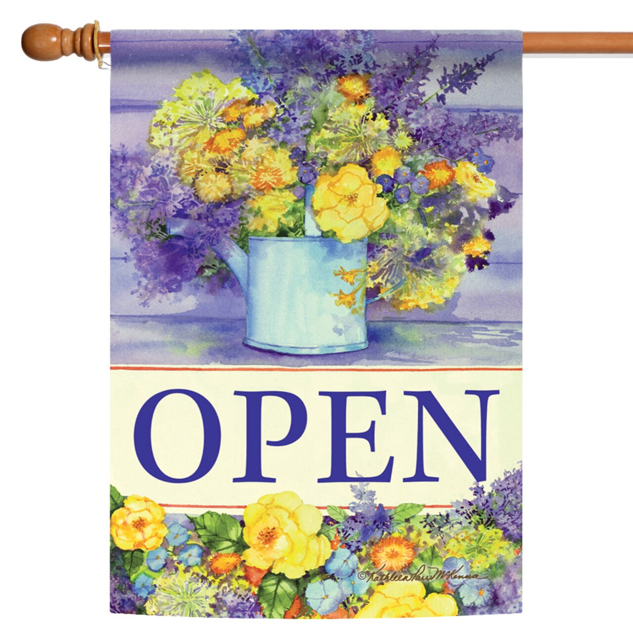 Open Watering Can Bouquet Decorative Business Double Sided Flag